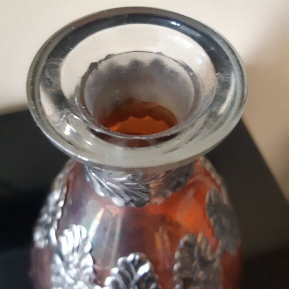 Art Nouveau Ornate Cut Glass Decanter with Silver, Circa 1900s, Made in Germany - Picture 5 of 16